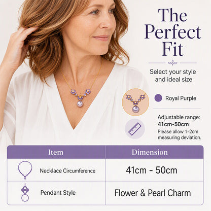 Elegant Purple Zircon Flower Pendant Necklace