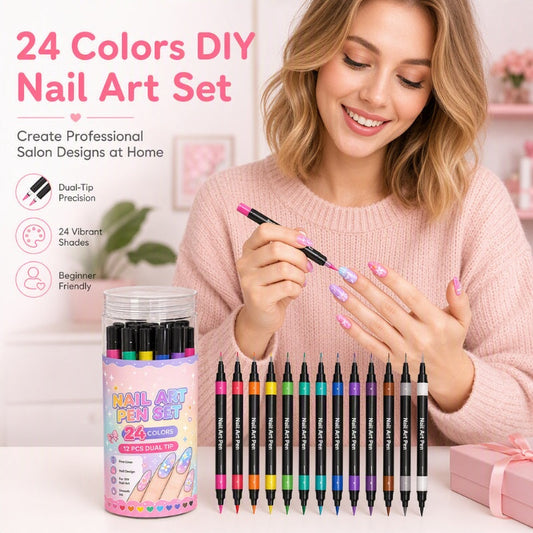 ⏳Time-Limited Special⏰24 Colors Dual Ended Nail Art Pens Set