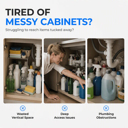 2-Tier Under Sink Organizer with Hooks