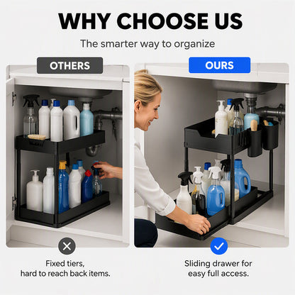 2-Tier Under Sink Organizer with Hooks