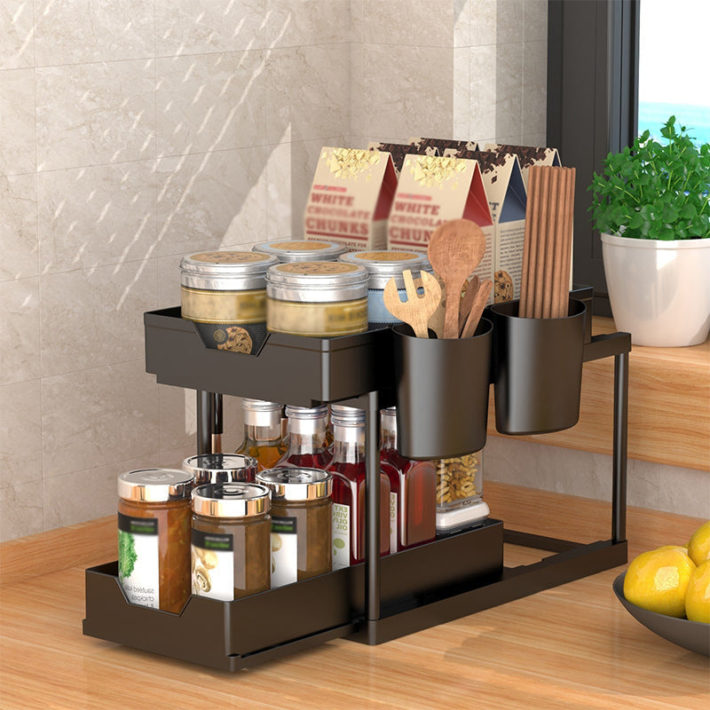 2-Tier Under Sink Organizer with Hooks