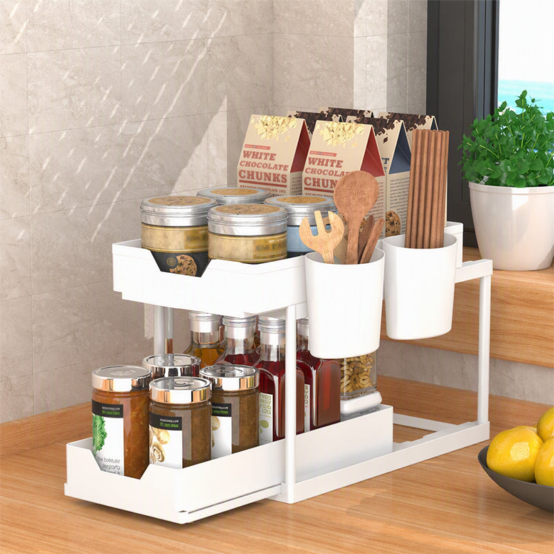2-Tier Under Sink Organizer with Hooks