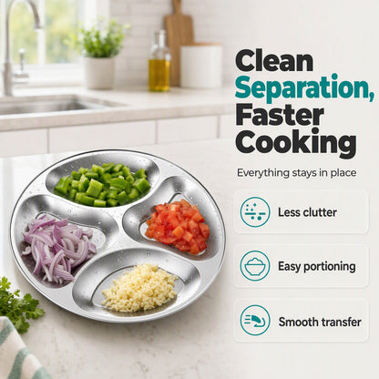 4-Compartment Prep Plate for Kitchen Organization