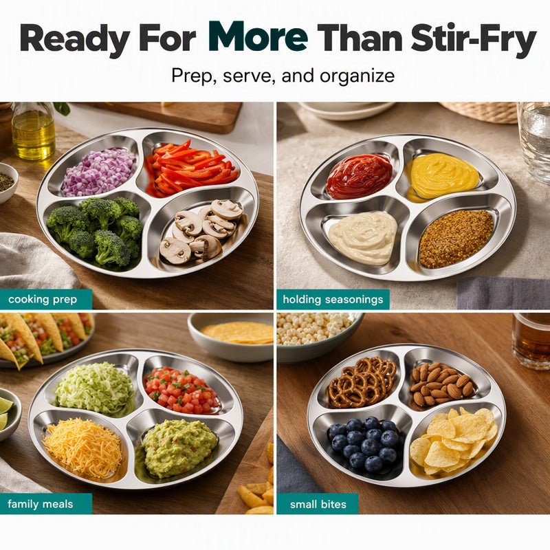4-Compartment Prep Plate for Kitchen Organization