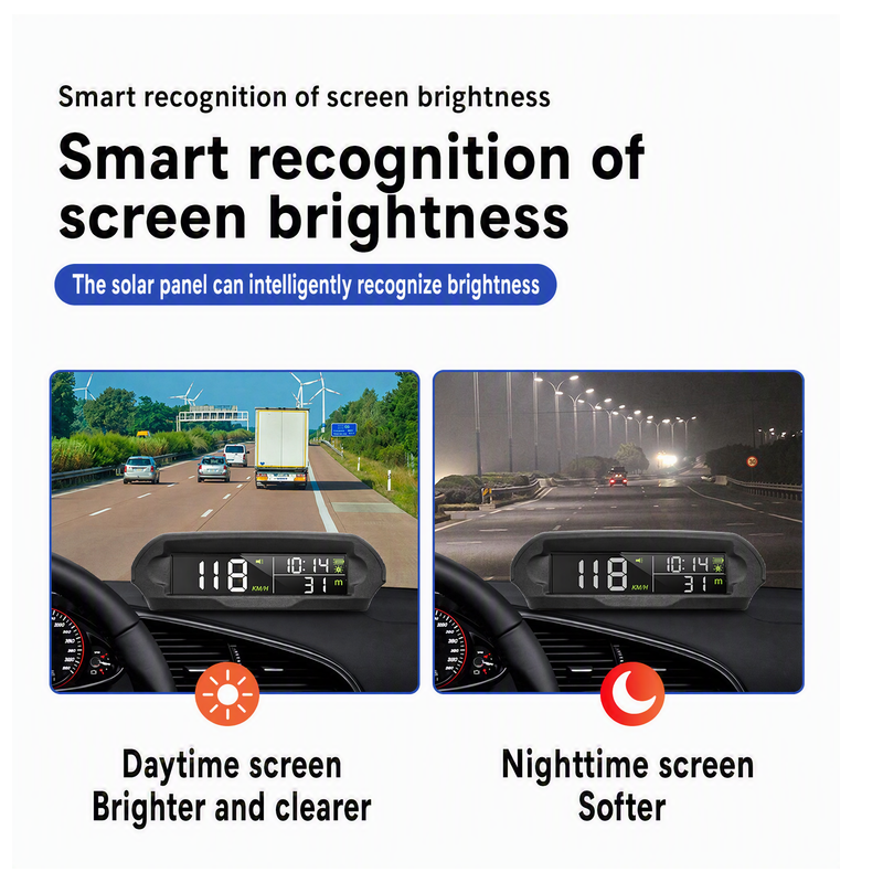 📢📢50% OFF !! ⏰ 2026 Sale — Over 24,000 Sold!🚗 Solar GPS Head‑Up Display‑Auto Brightness Speed Warning HUD ☀️