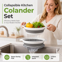3-Piece Collapsible Colander Set with Draining Base