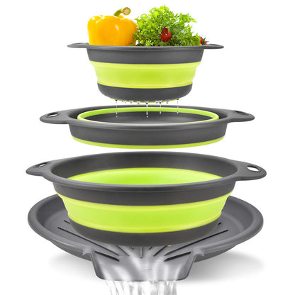 3-Piece Collapsible Colander Set with Draining Base