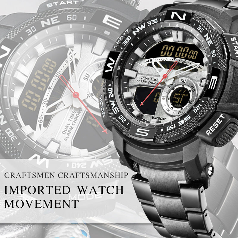 ⌚Men's Dual-Display Sports Watch – Analog-Digital, 3ATM Waterproof, Multi-Function