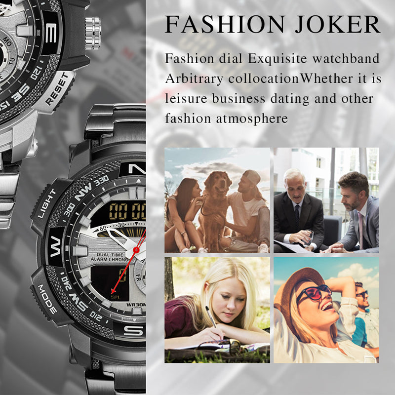 ⌚Men's Dual-Display Sports Watch – Analog-Digital, 3ATM Waterproof, Multi-Function