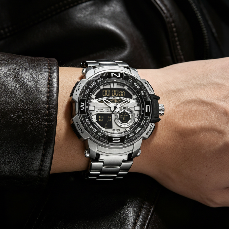⌚Men's Dual-Display Sports Watch – Analog-Digital, 3ATM Waterproof, Multi-Function