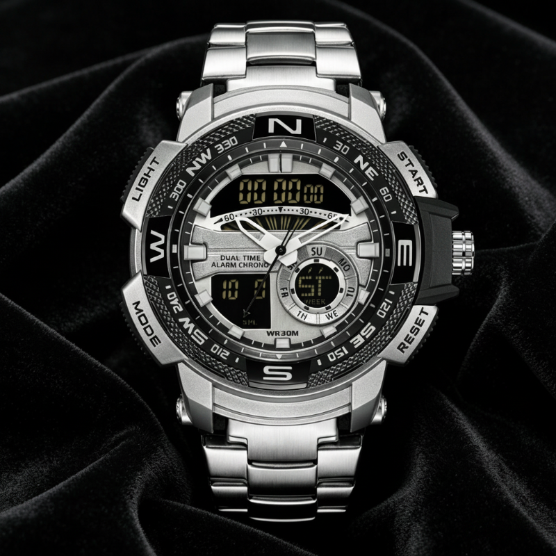 ⌚Men's Dual-Display Sports Watch – Analog-Digital, 3ATM Waterproof, Multi-Function