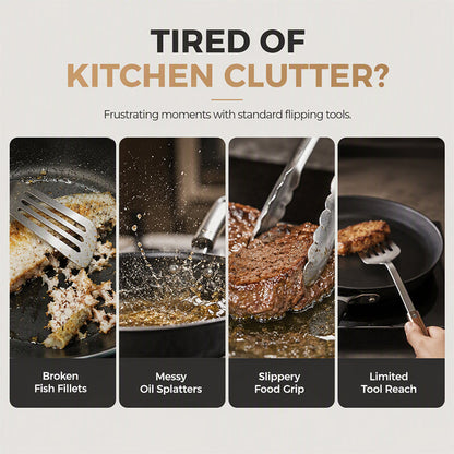 🍳 LIMITED-TIME 50% OFF! 🔥 2-in-1 Stainless Steel Food Spatula Tong – Efficient Oil Drainage, Comfort Grip & One-Hand Sliding Lock – Versatile Kitchen Essential ✨