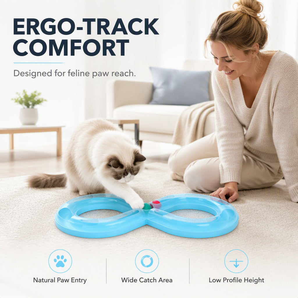 Interactive Figure-8 Cat Track Toy with Rolling Balls