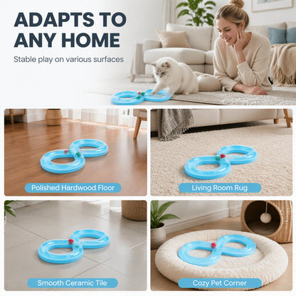 Interactive Figure-8 Cat Track Toy with Rolling Balls