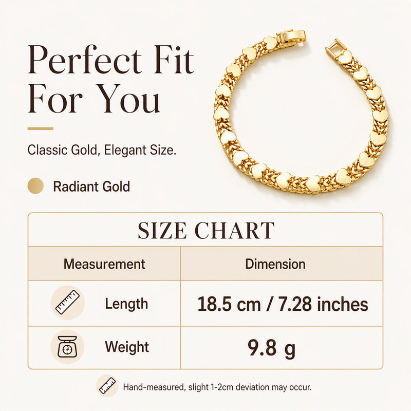 💛50% OFF! ✨Women’s Elegant Heart Link Bracelet – Delicate Charm, Timeless Design & Comfortable Fit 💝