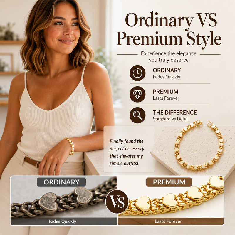 💛50% OFF! ✨Women’s Elegant Heart Link Bracelet – Delicate Charm, Timeless Design & Comfortable Fit 💝