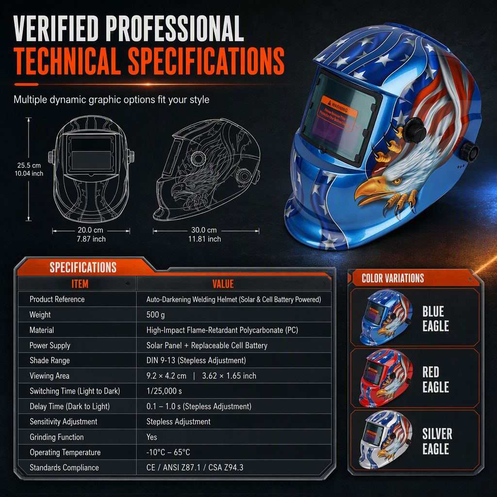 Solar Powered Auto Darkening Welding Helmet Protective Mask for TIG MIG Welding