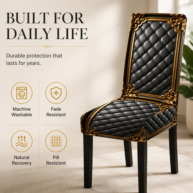 🪑 LIMITED‑TIME 50% OFF! ✨ Washable Stretch Chair Cover – Baroque Gilded Print, High‑Density Elastic Fabric ✨