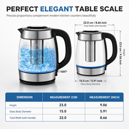 2L Large Capacity Glass Electric Kettle with Automatic Shut Off and Overheat Protection