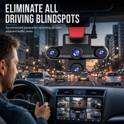 4K 360 Degree Panoramic Car Dash Cam with 5 Cameras Hidden Driving Recorder and Vehicle Monitoring System
