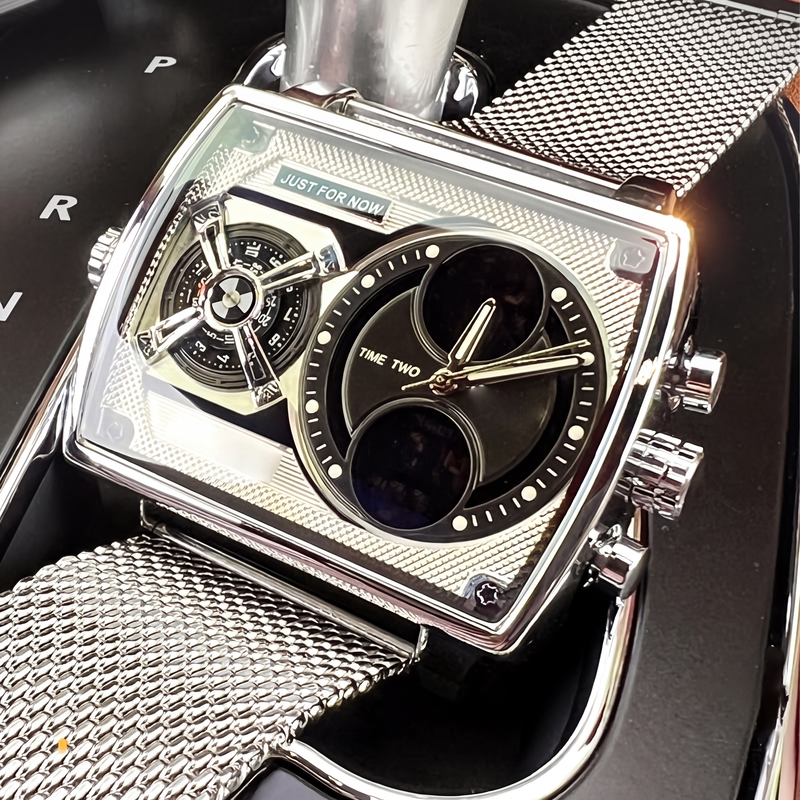 Men's Square Luminous Watch with Dual Chronograph
