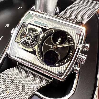 Men's Square Luminous Watch with Dual Chronograph