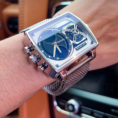 Men's Square Luminous Watch with Dual Chronograph