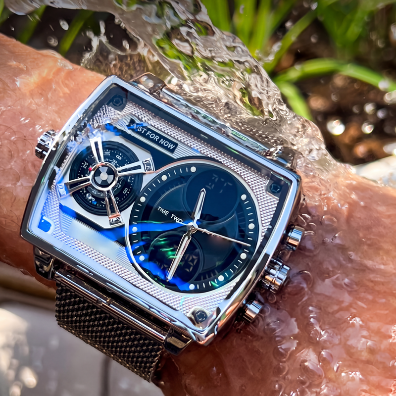 Men's Square Luminous Watch with Dual Chronograph