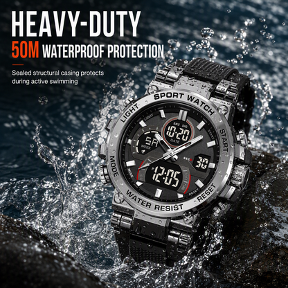 Tactical Style 50M Waterproof Multifunctional Digital Sports Watch