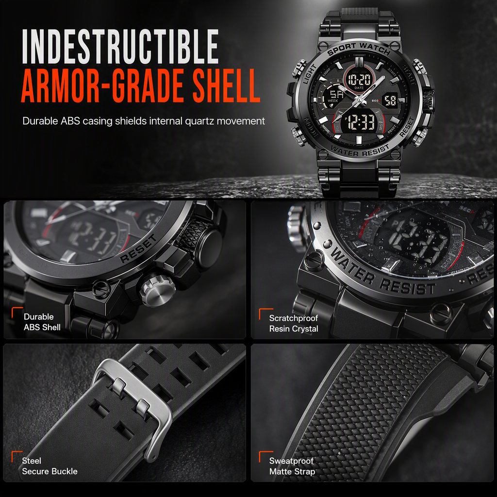 Tactical Style 50M Waterproof Multifunctional Digital Sports Watch