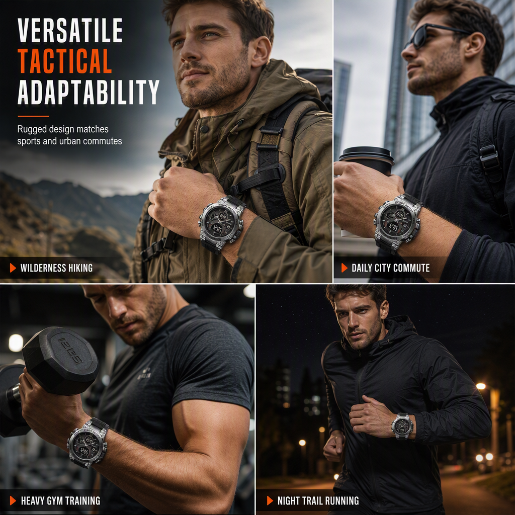 Tactical Style 50M Waterproof Multifunctional Digital Sports Watch