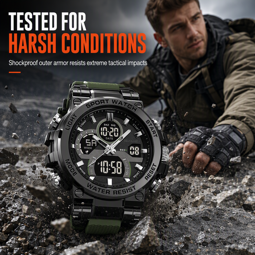 Tactical Style 50M Waterproof Multifunctional Digital Sports Watch