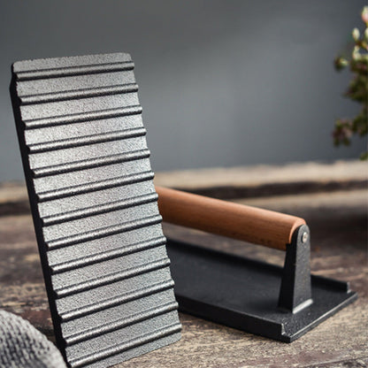 Cast Iron Steak & Burger Press with Wood Handle