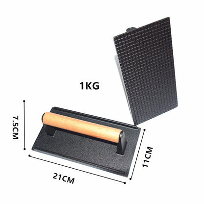 Cast Iron Steak & Burger Press with Wood Handle
