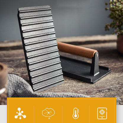 Cast Iron Steak & Burger Press with Wood Handle