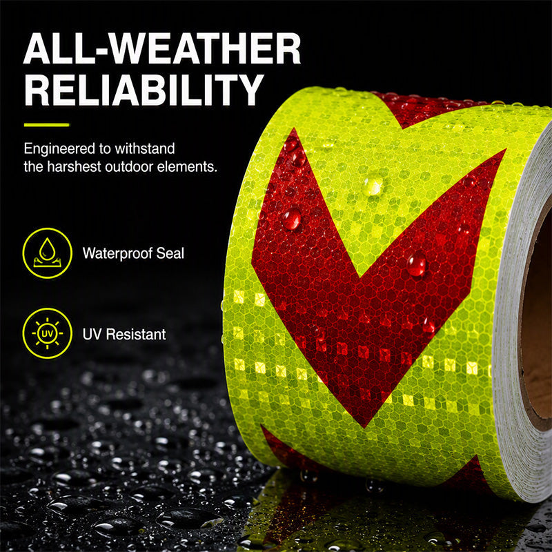 🔦 High-Visibility Arrow Reflective Tape – 5m Waterproof Self-Adhesive Safety Strip with Prismatic Reflectivity