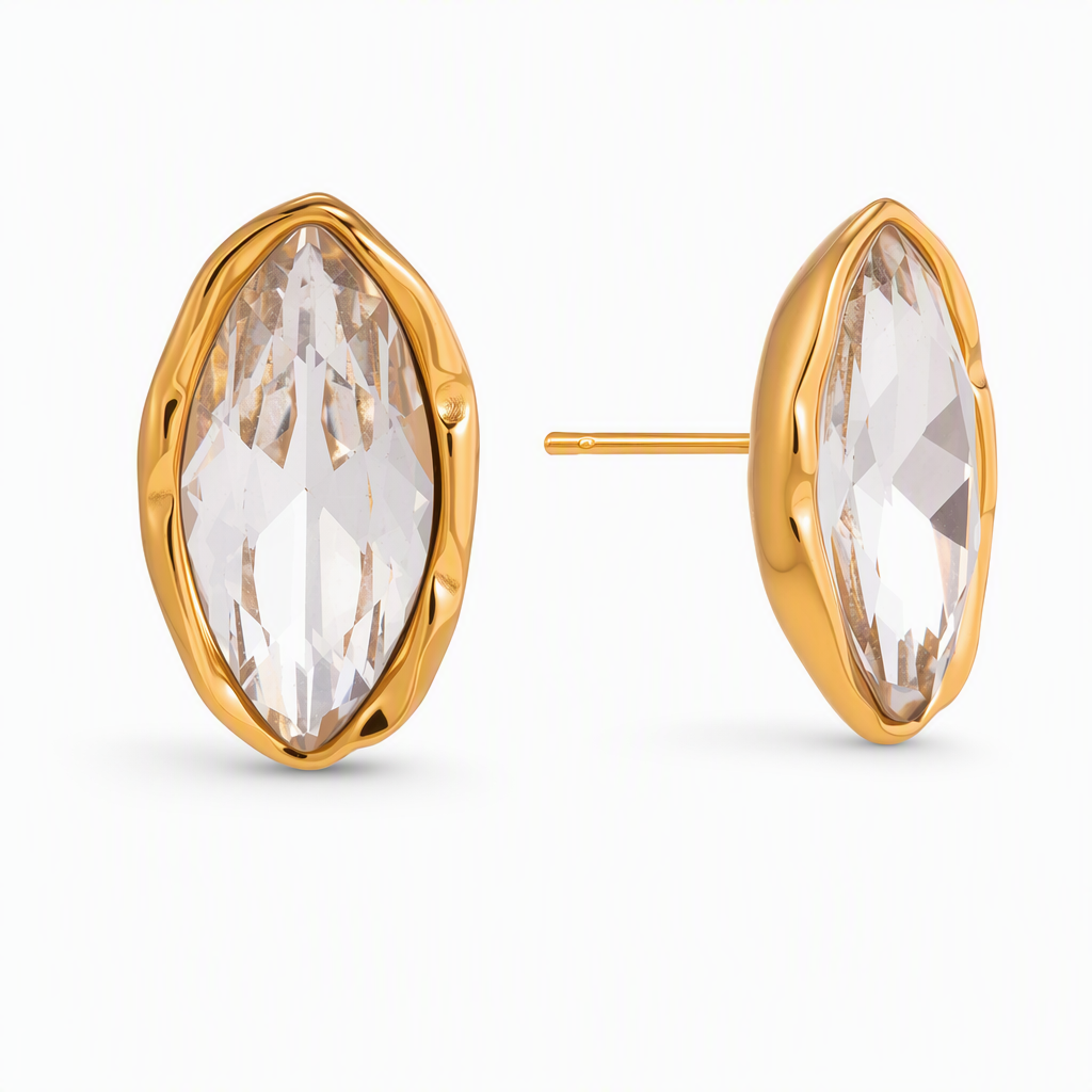 1 Pair of Stainless Steel Rhinestone Stud Earrings for Women