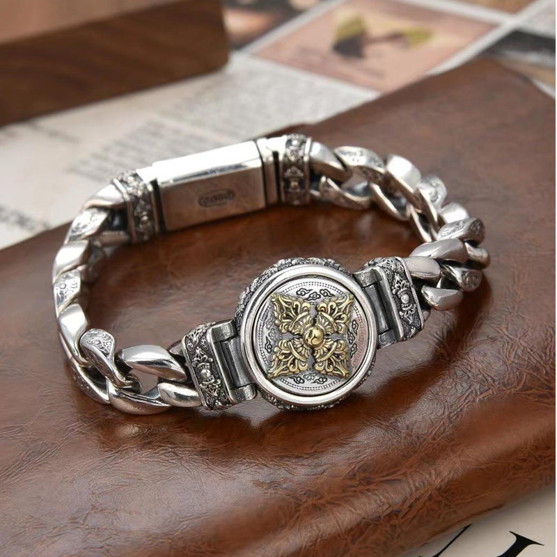 📿 50% OFF! ✨ Vintage Rotating Vajra Bracelet for Men – Smooth Rotating Centerpiece, Electroplated Copper Finish & Vintage-Inspired Texture – Bold Statement Style 💪