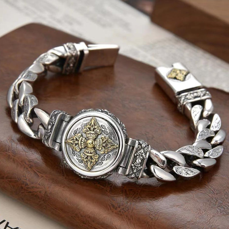 📿 50% OFF! ✨ Vintage Rotating Vajra Bracelet for Men – Smooth Rotating Centerpiece, Electroplated Copper Finish & Vintage-Inspired Texture – Bold Statement Style 💪