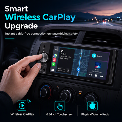 6.5 Inch Single Din Car MP5 Player with Wireless CarPlay and Android Auto FM Radio