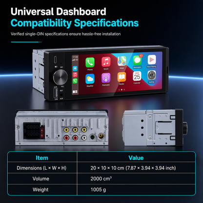 6.5 Inch Single Din Car MP5 Player with Wireless CarPlay and Android Auto FM Radio