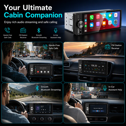 6.5 Inch Single Din Car MP5 Player with Wireless CarPlay and Android Auto FM Radio