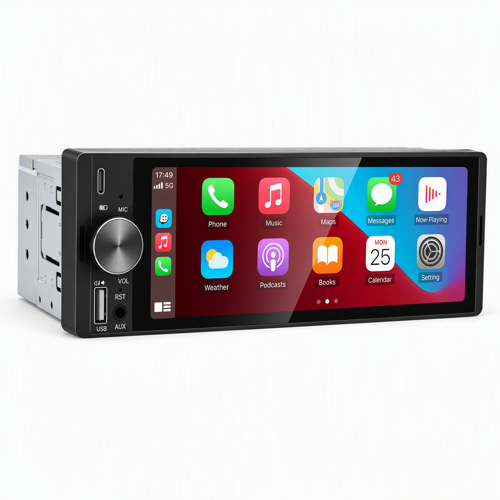6.5 Inch Single Din Car MP5 Player with Wireless CarPlay and Android Auto FM Radio