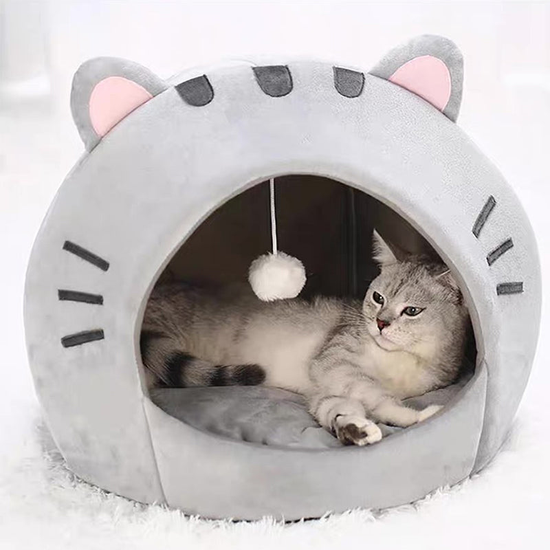 📢📢50% OFF !! ⏰2-in-1 Pet Tent & Bed – Convertible cat cave with removable cushion, spacious for cats & small dogs.