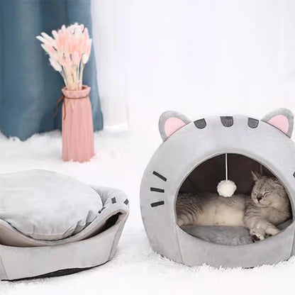📢📢50% OFF !! ⏰2-in-1 Pet Tent & Bed – Convertible cat cave with removable cushion, spacious for cats & small dogs.