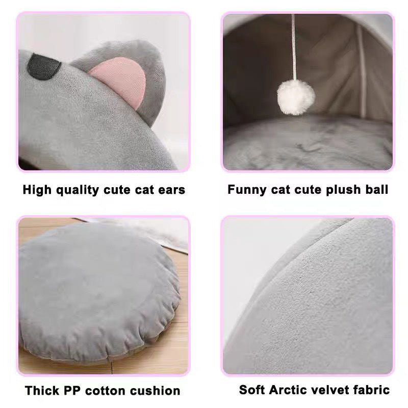 📢📢50% OFF !! ⏰2-in-1 Pet Tent & Bed – Convertible cat cave with removable cushion, spacious for cats & small dogs.