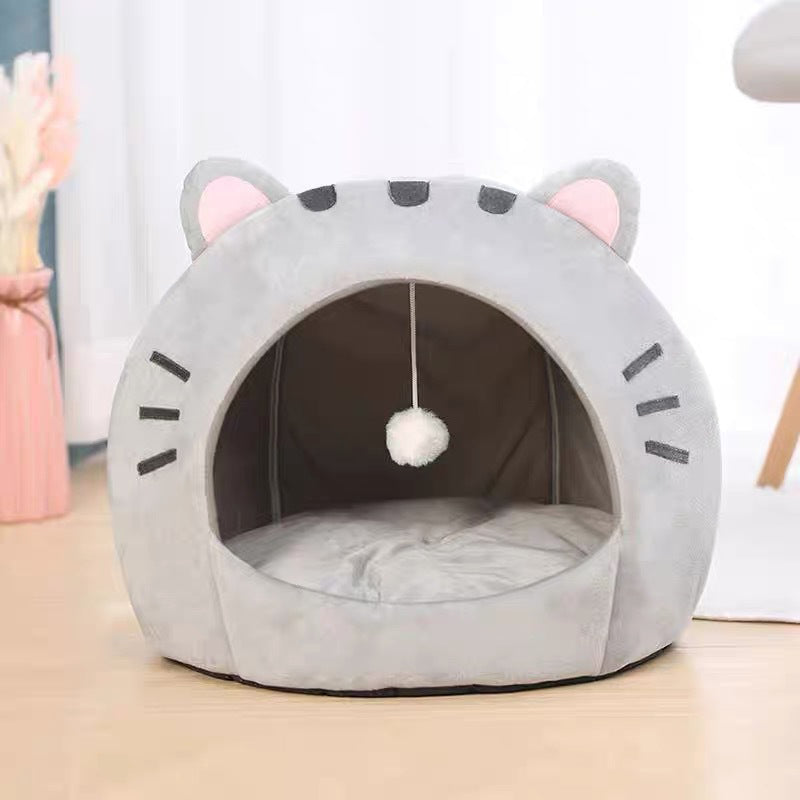 📢📢50% OFF !! ⏰2-in-1 Pet Tent & Bed – Convertible cat cave with removable cushion, spacious for cats & small dogs.