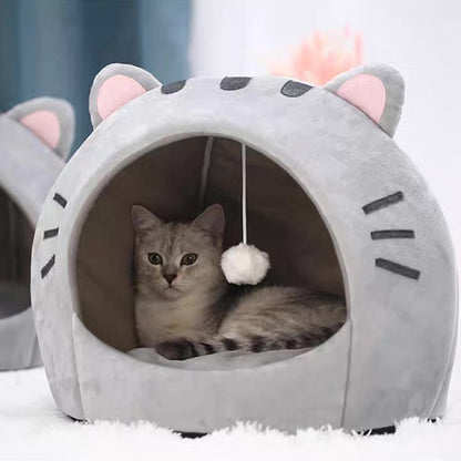 📢📢50% OFF !! ⏰2-in-1 Pet Tent & Bed – Convertible cat cave with removable cushion, spacious for cats & small dogs.