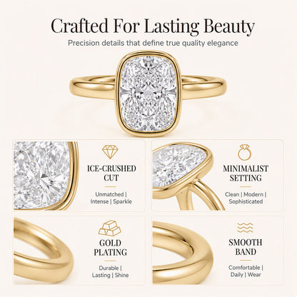 Women's Elegant Ice-Cut Cushion Bezel Ring