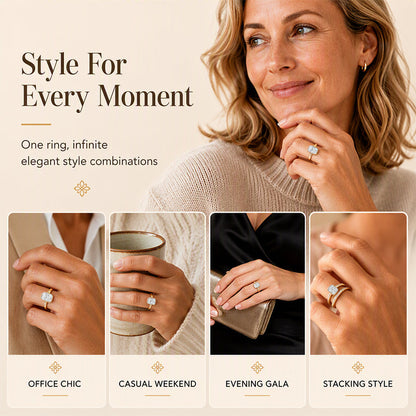 Women's Elegant Ice-Cut Cushion Bezel Ring